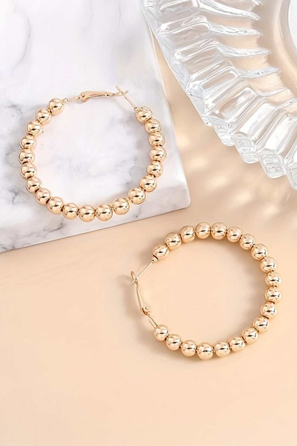 Gold Beaded Hoops RTS