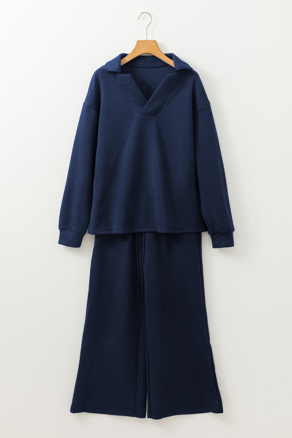 Textured V Neck Set FB