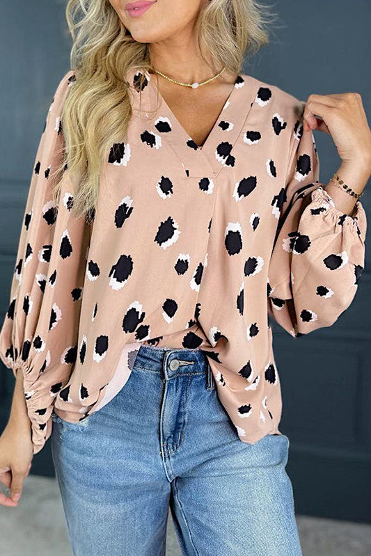 Khaki Leopard Blouse FB