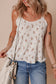White Floral Pleated Tank With Bow On Back RTS