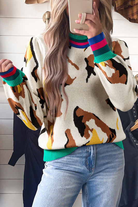 Apricot Pattern Knit Sweater FB