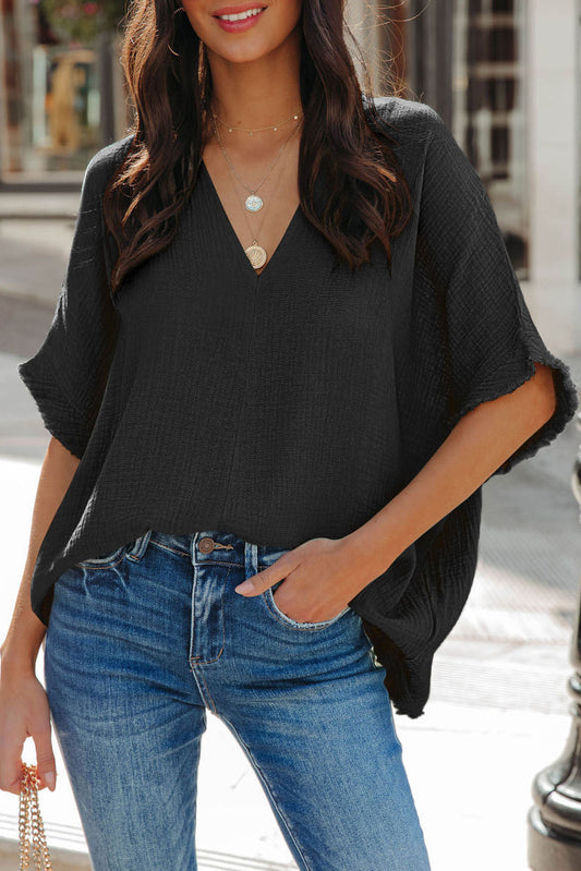 Batwing Textured Top