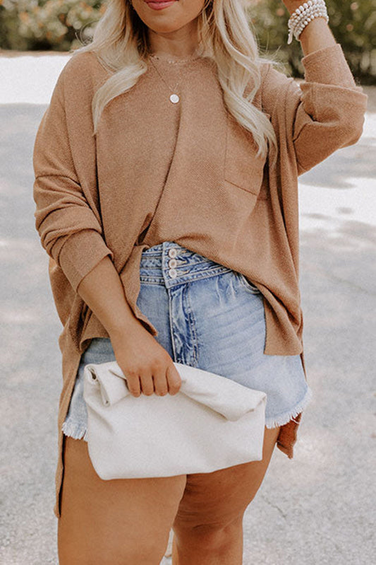 Beige Plus Size Knit Top RTS