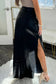 Black Faux Leather Slit Skirt LT
