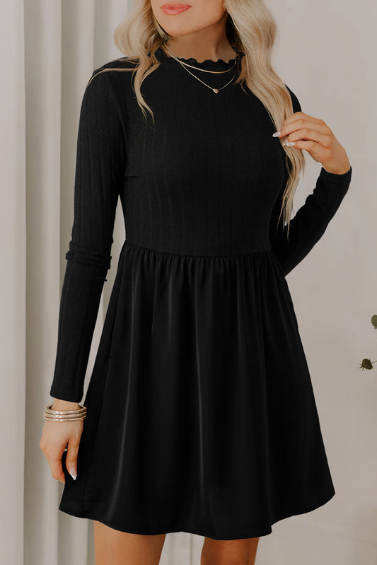 Black Frilled Neck Dress FB