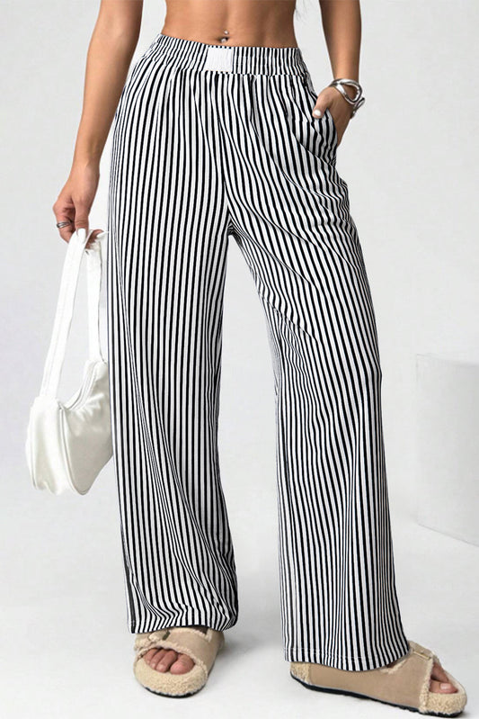 Black Stripe Loose Pants FB
