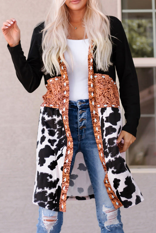 Black Western Patchwork Cardigan FB
