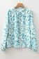 Blue Floral Frilled Blouse LT
