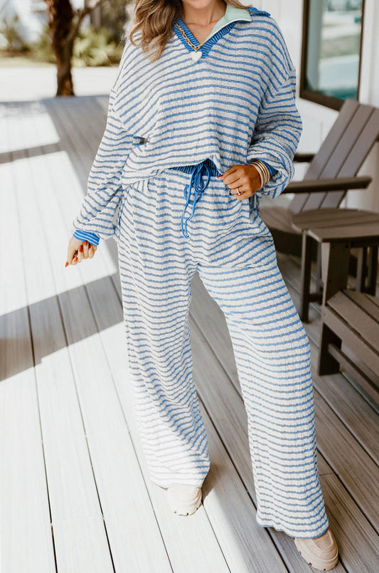 Blue Stripe Pullover Set FB