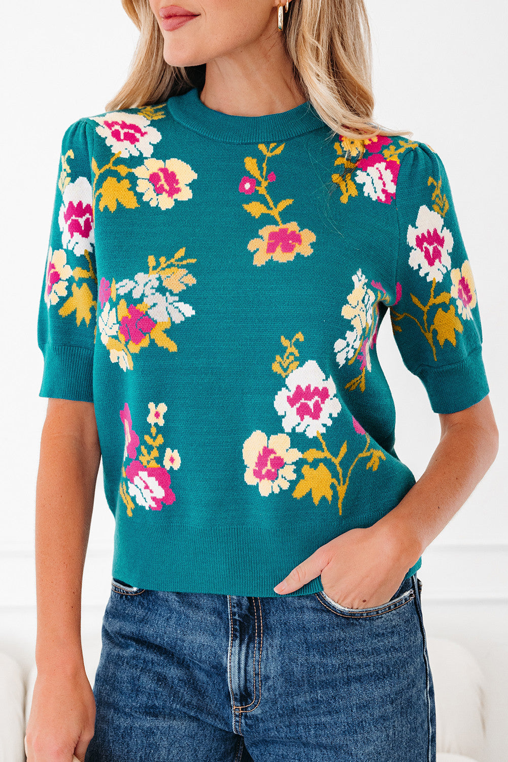 Blue Flower Knitted Shirt LT