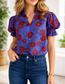 Blue Ruffled Floral Blouse LT