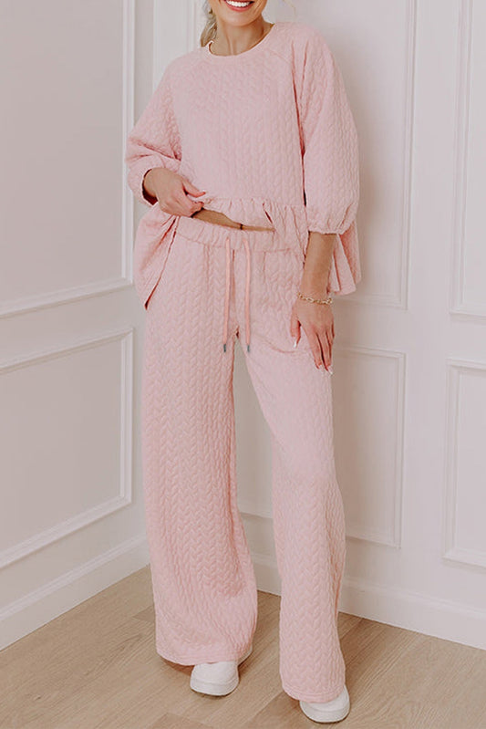 Braided Texture Drawstring Loose Set FB