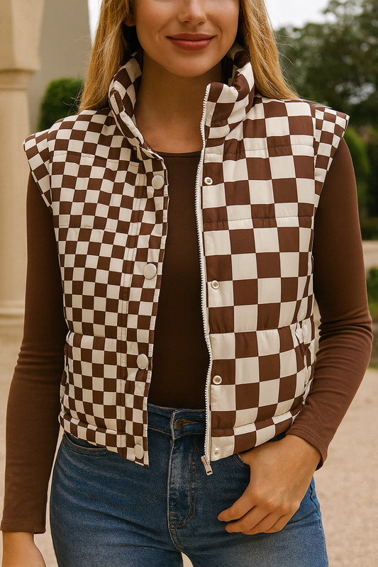 Checkered Puffer Vest FB