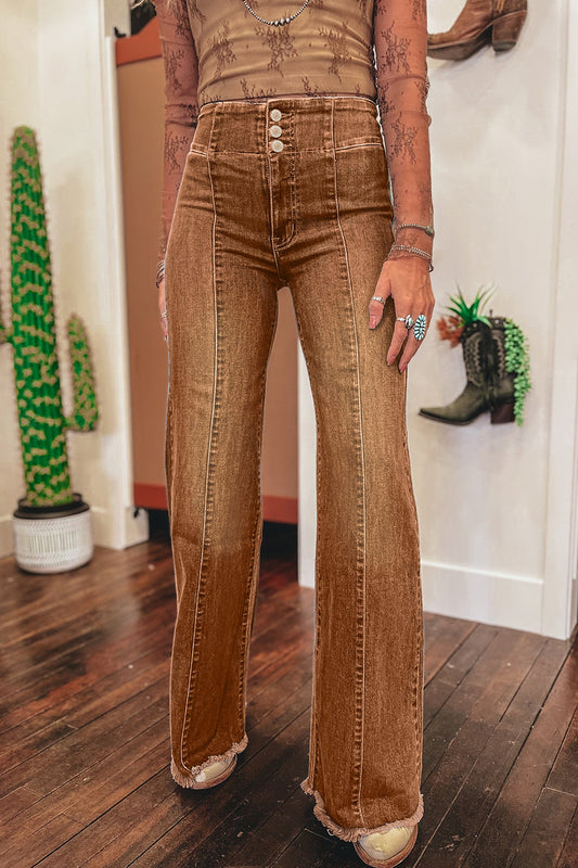 Brown High Waist Flare Jeans FB