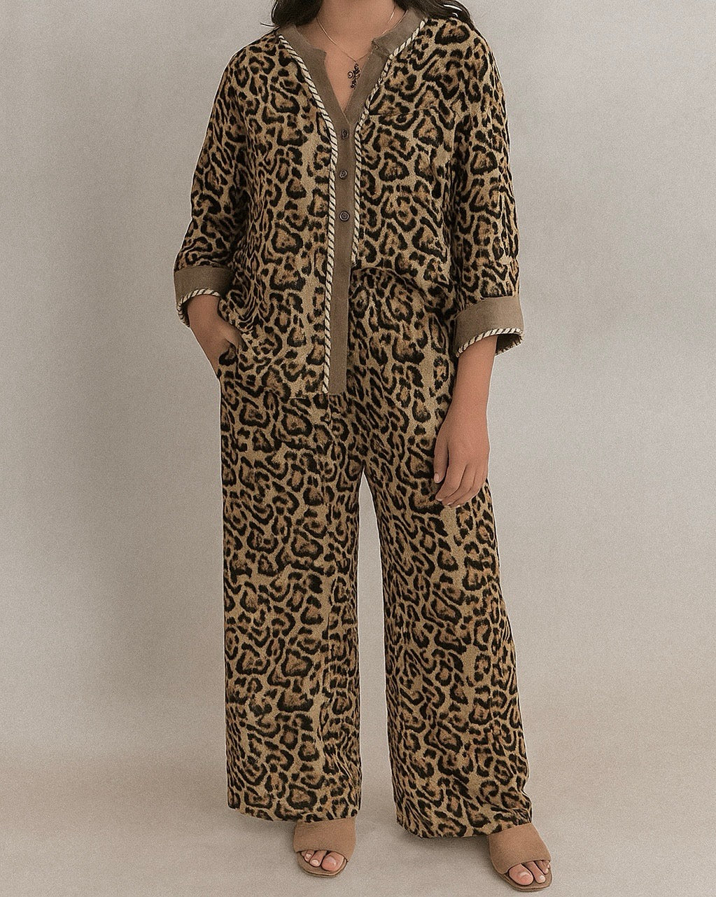 Brown Leopard Collared Set LT