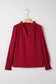 Burgundy Shirred Cuff Blouse RTS