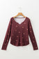 Burgundy Notched Floral Top LT