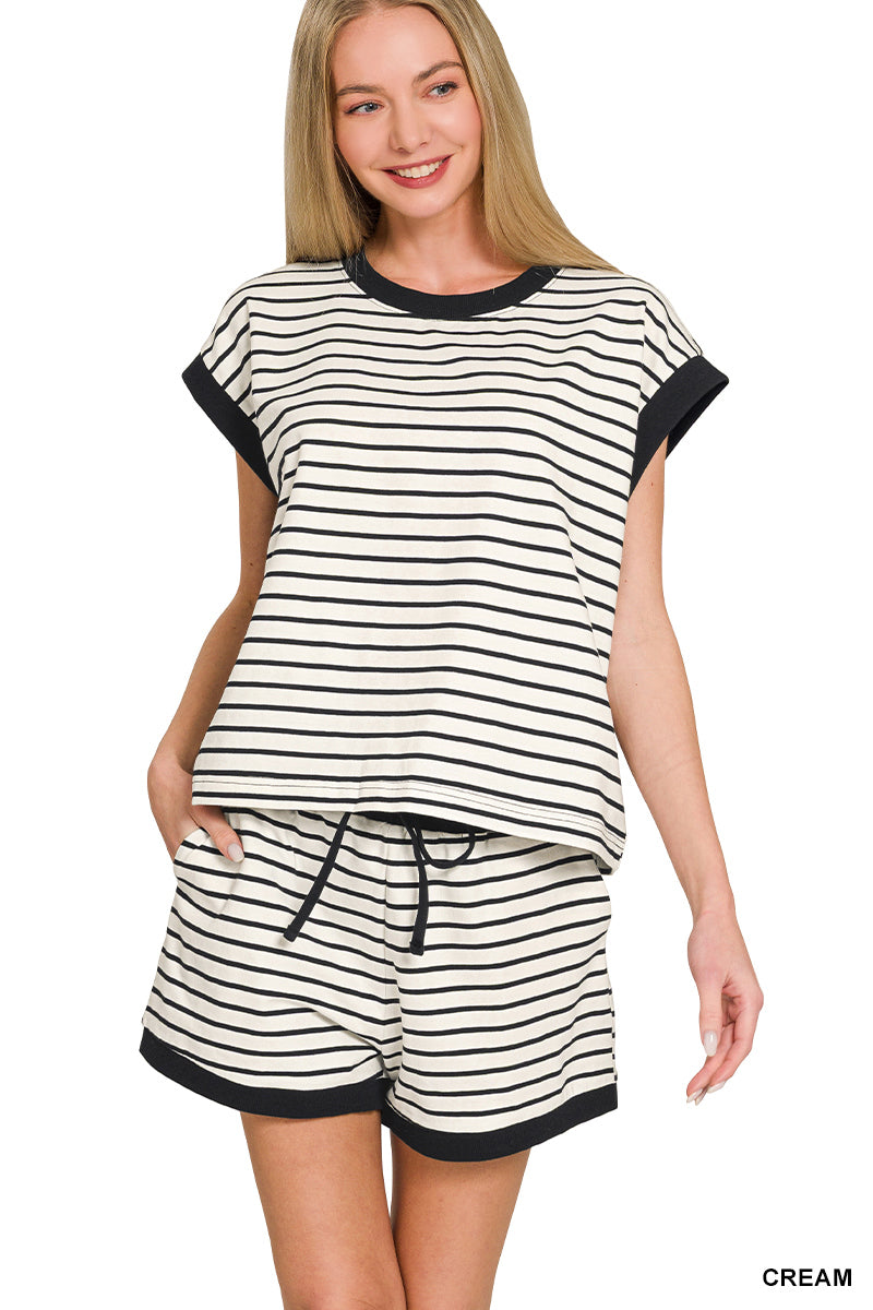 Stripe-Contrast Banded Set Zenana