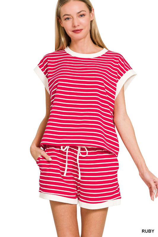 Stripe-Contrast Banded Set Zenana