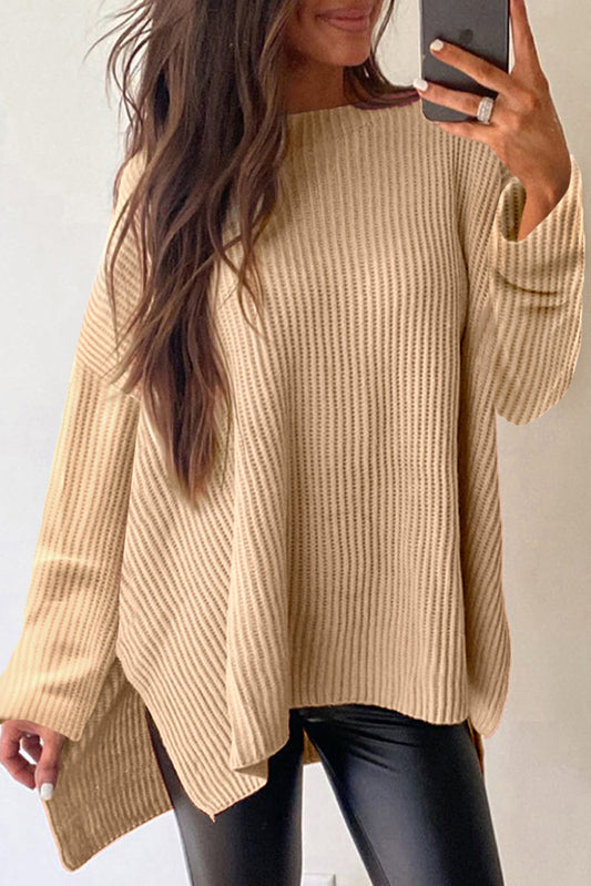 Cable Knit Side Slit Sweater FB