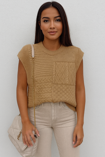 Cable Knit Dolman Sweater Vest FB