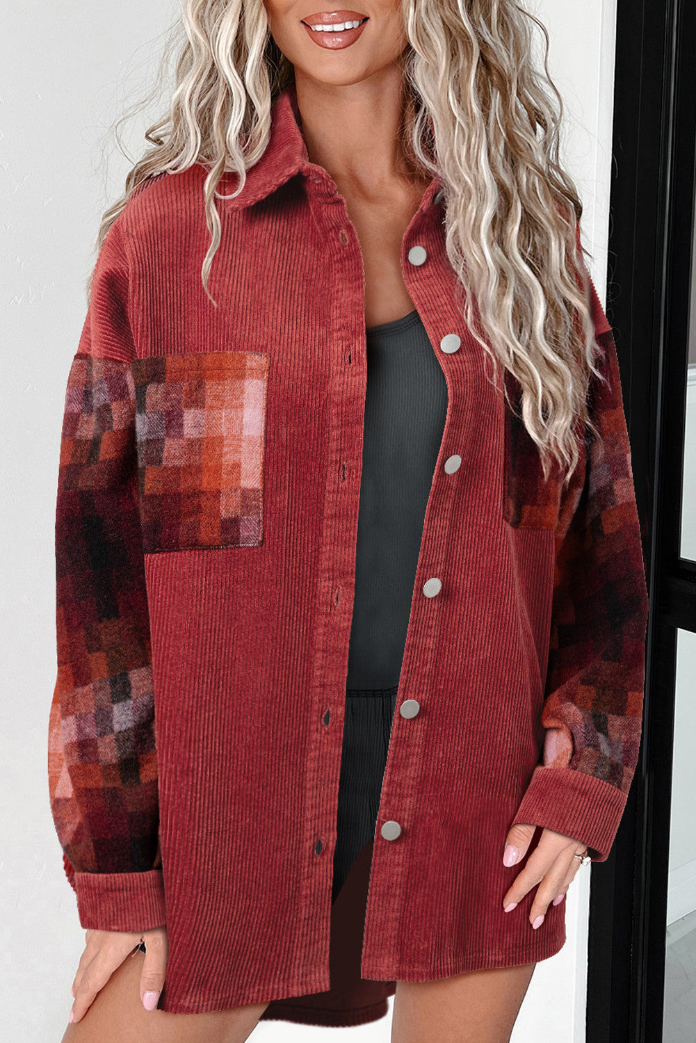 Checker Sleeve Corduroy Jacket FB