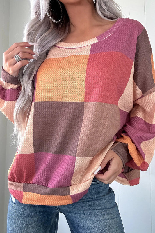 Checkered Loose Knit Top October.