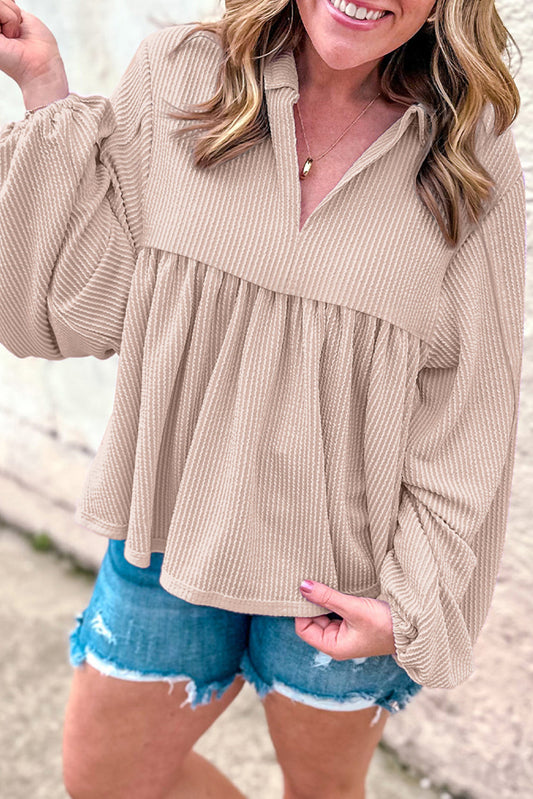 Corded Bubble Babydoll Blouse FB