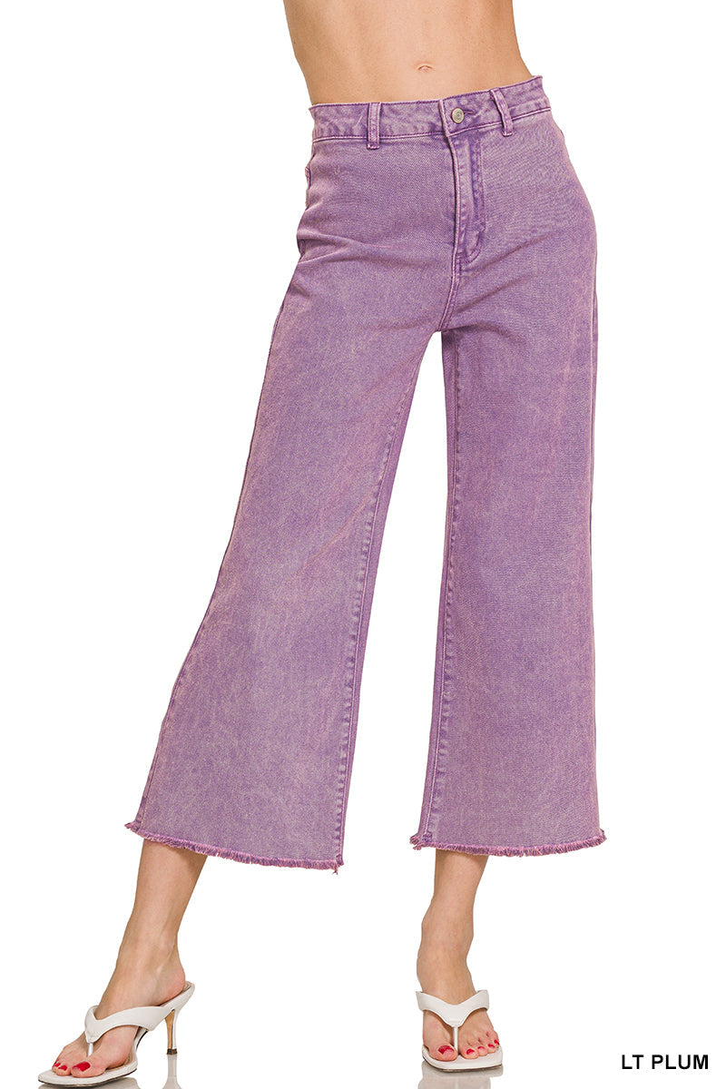 Cropped Frayed Hem Straight Jeans Zenana