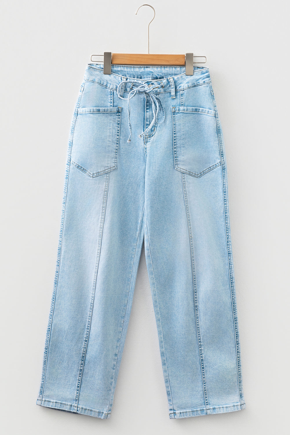 Exposed Stitch Barrel Jeans LT