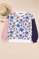 Floral Panel Sleeve Patchwork Sweater LT
