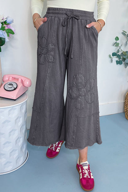 Flower Mineral Washed Cropped Pants *TWO COLORS* FB