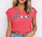 Red Stripe Sequin America Patched Top
