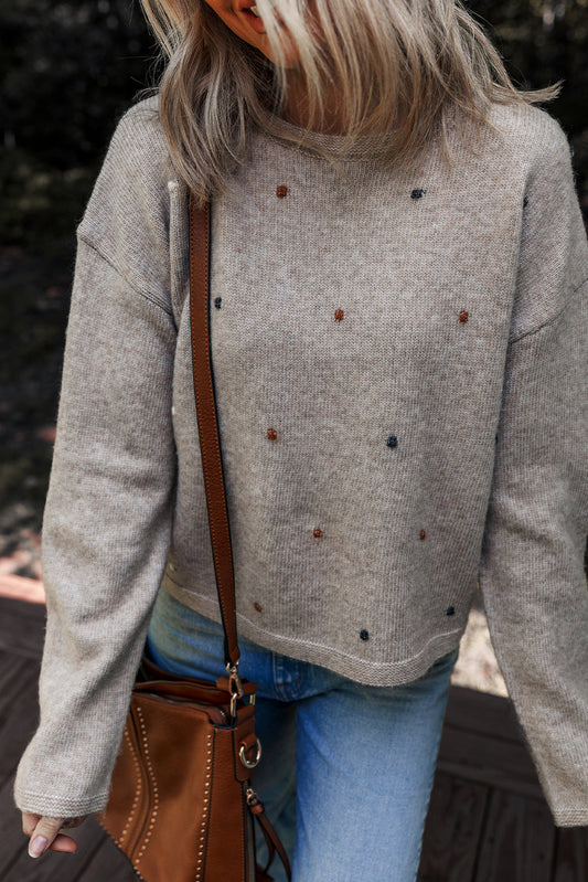 Gray Colored Dot Sweater LT