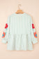 Green Stripe Flower Babydoll Blouse LT