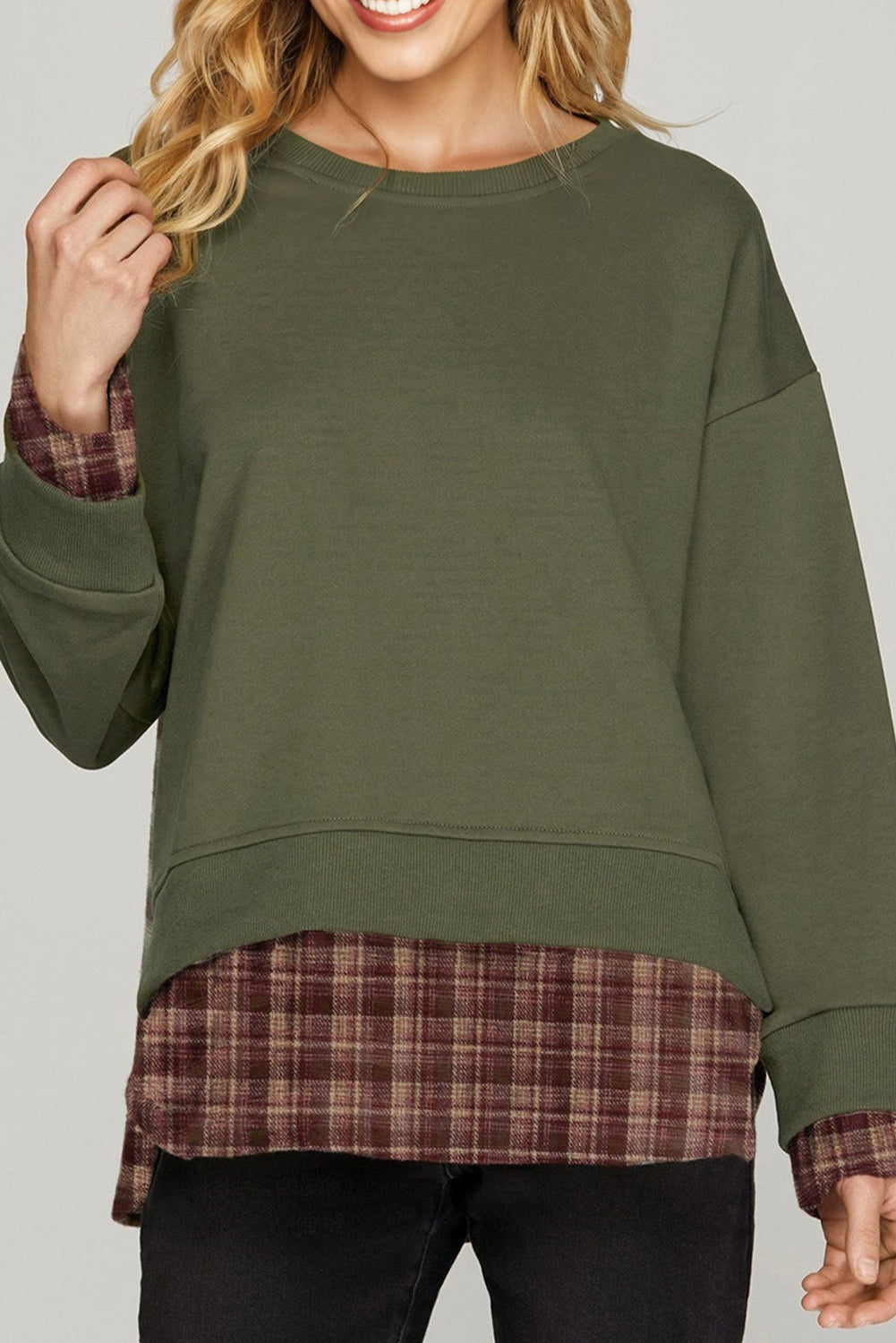 Green Vintage Plaid Sweatshirt FB