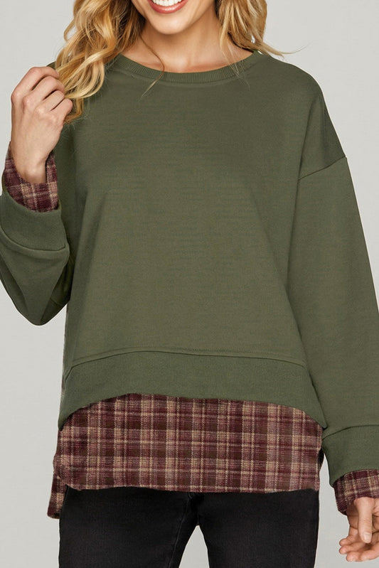 Green Vintage Plaid Sweatshirt FB