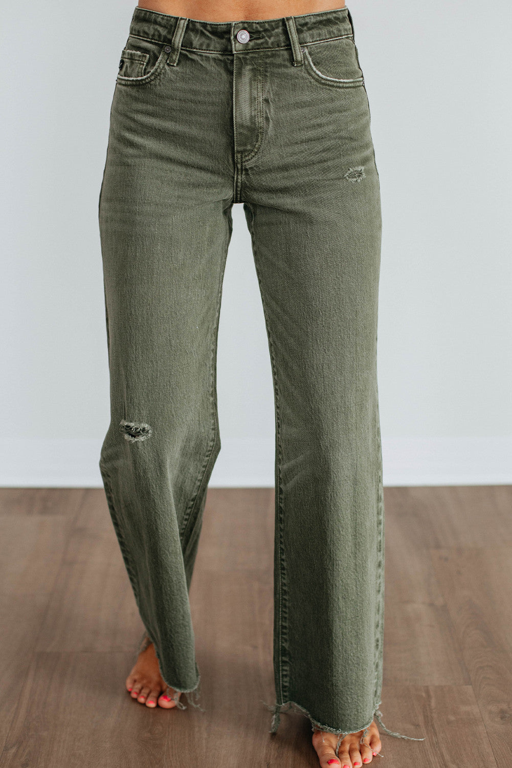 Green Distressed Jeans LT