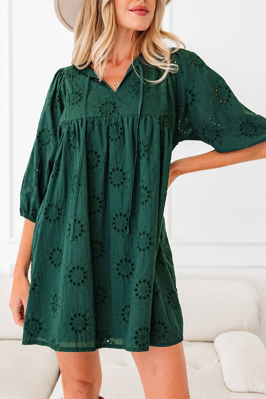Green Eyelet Mini Dress October.
