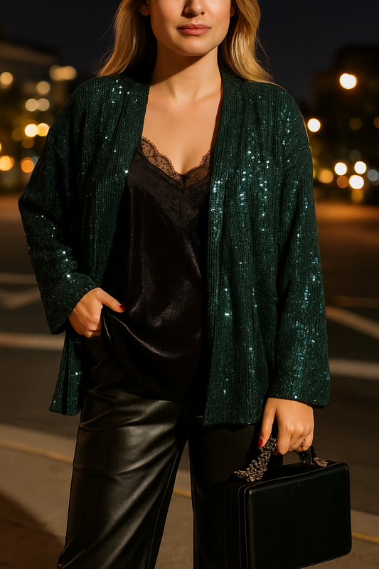 Green Glitter Sequin Top FB