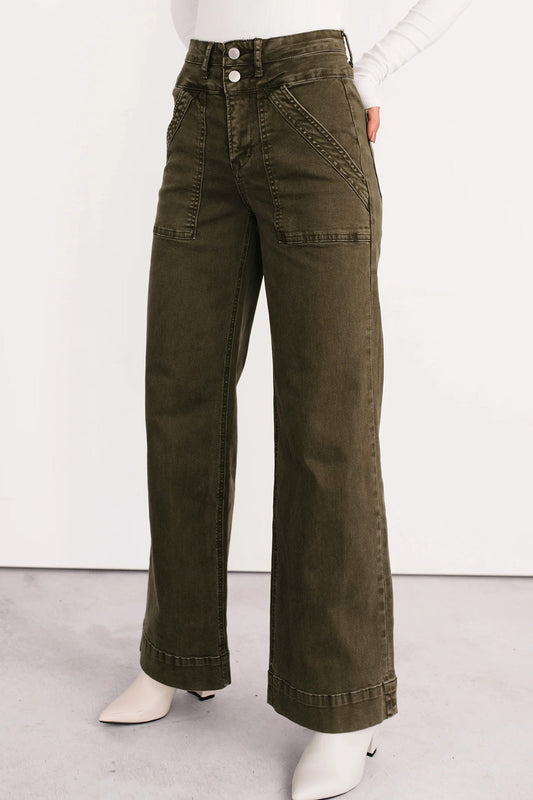 Jungle Green Loose Straight Jeans LT
