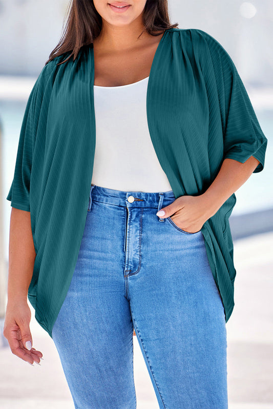Green Ribbed Plus Cardigan FB