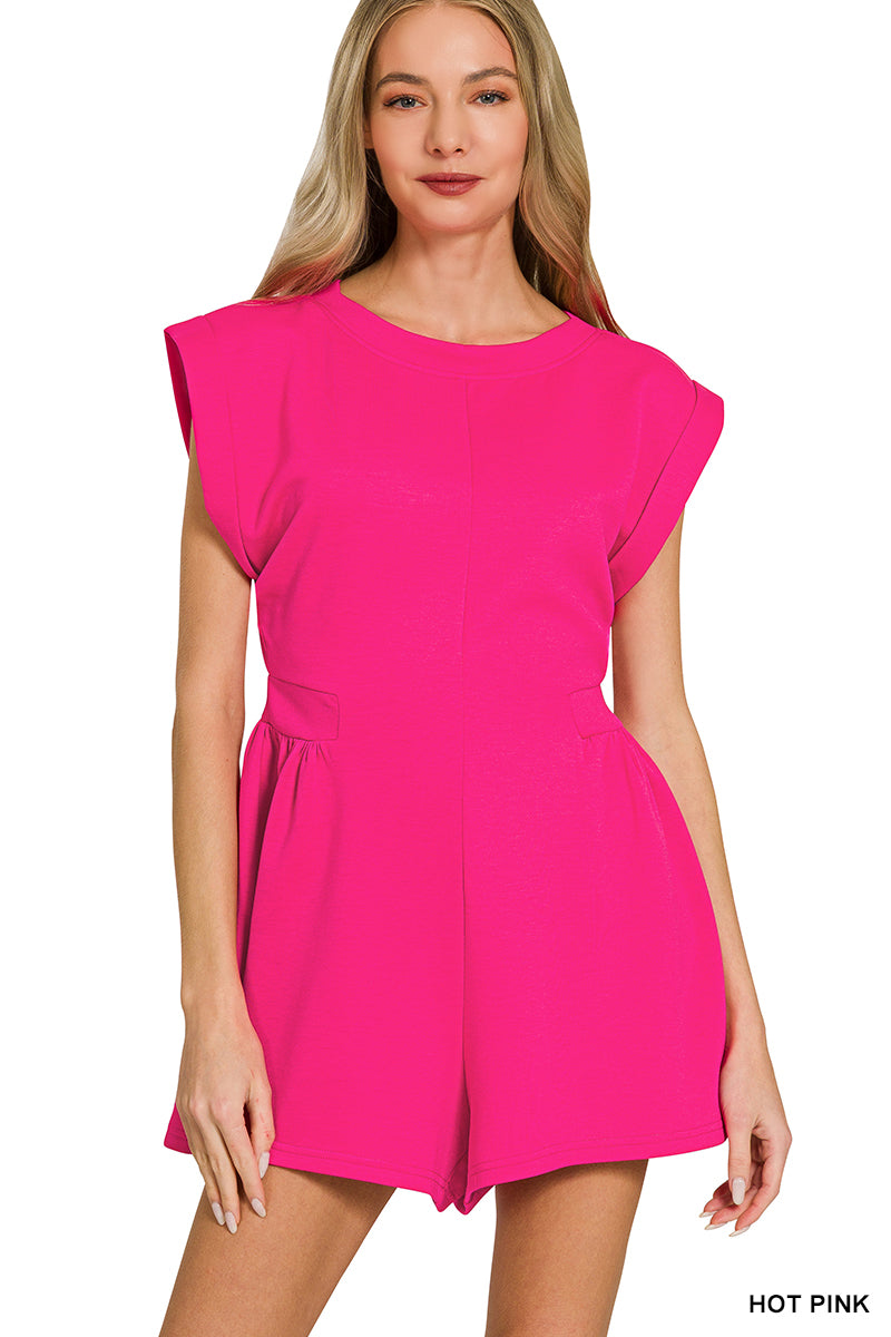 Scuba-Open Back Romper Zenana