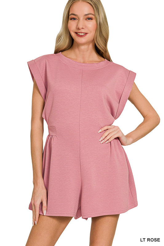 Scuba-Open Back Romper Zenana