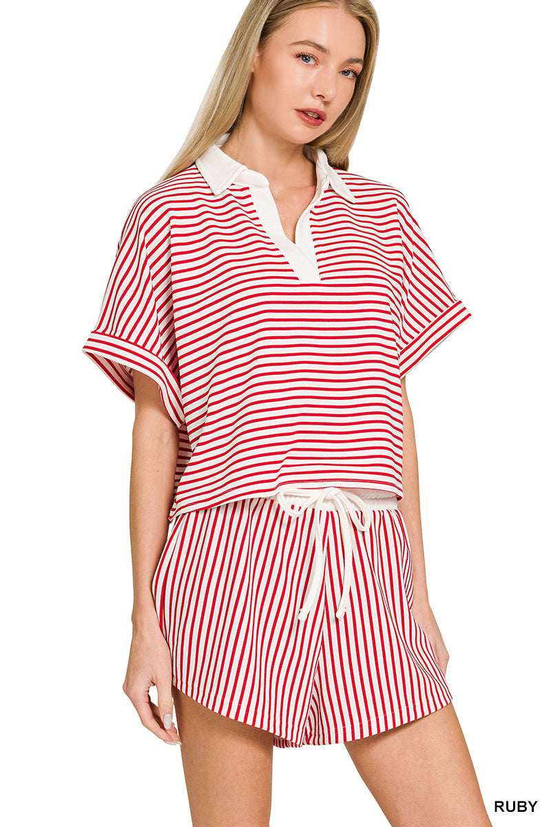 Striped- Collar Set Zenana