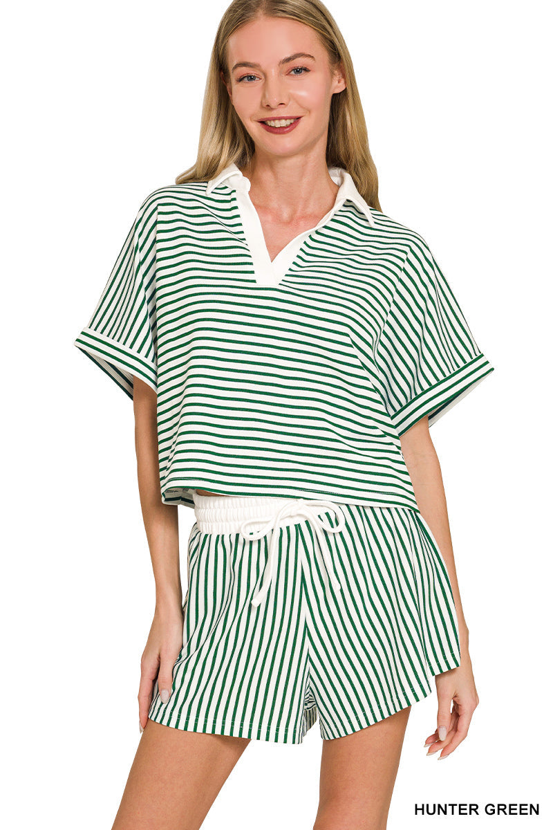 Striped- Collar Set Zenana