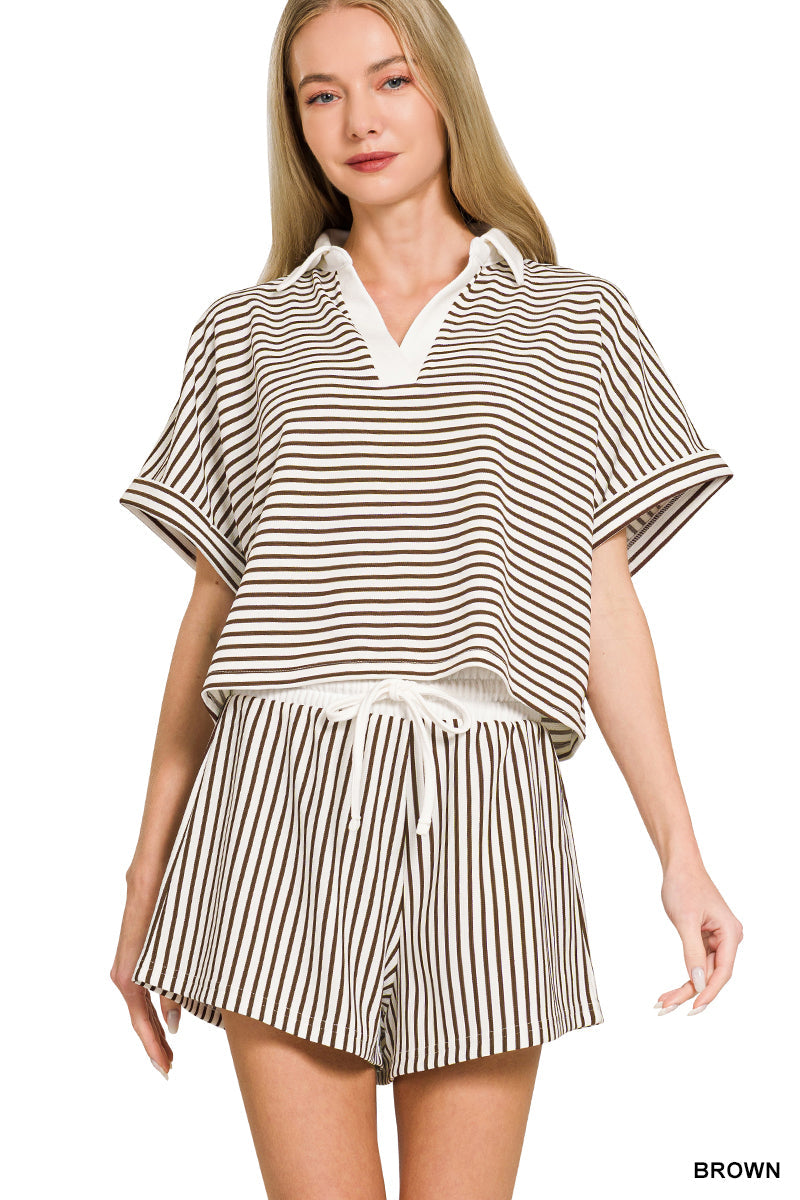 Striped- Collar Set Zenana