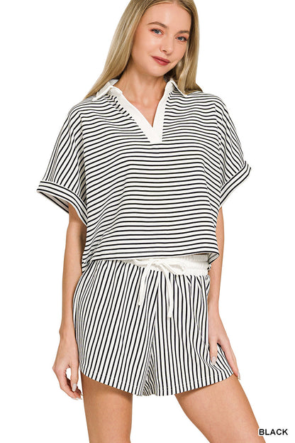 Striped- Collar Set Zenana