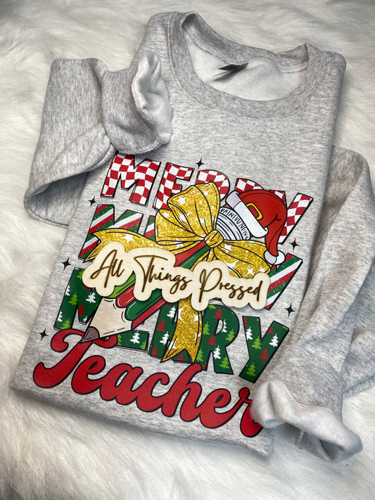 Merry Teacher Crewneck Sweatshirt