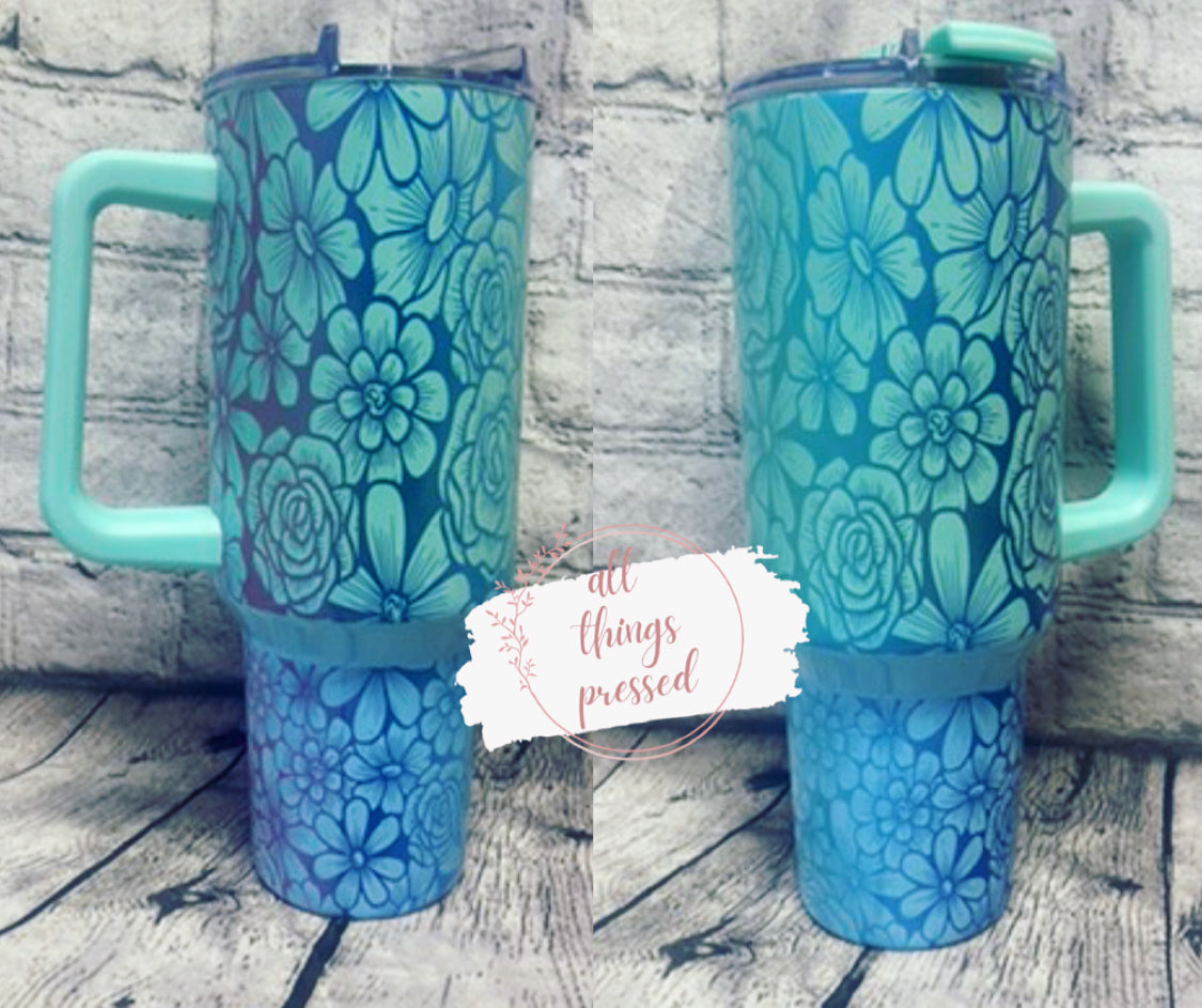 40 oz Gradient Floral Tumbler